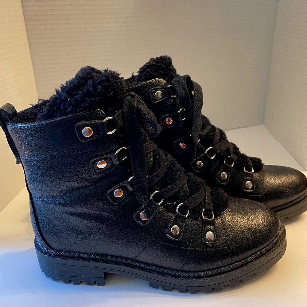 NINE WEST Weaton 3 Womens Shoes 9.5 Black Fashion Hiker LaceUp Combat Boots New